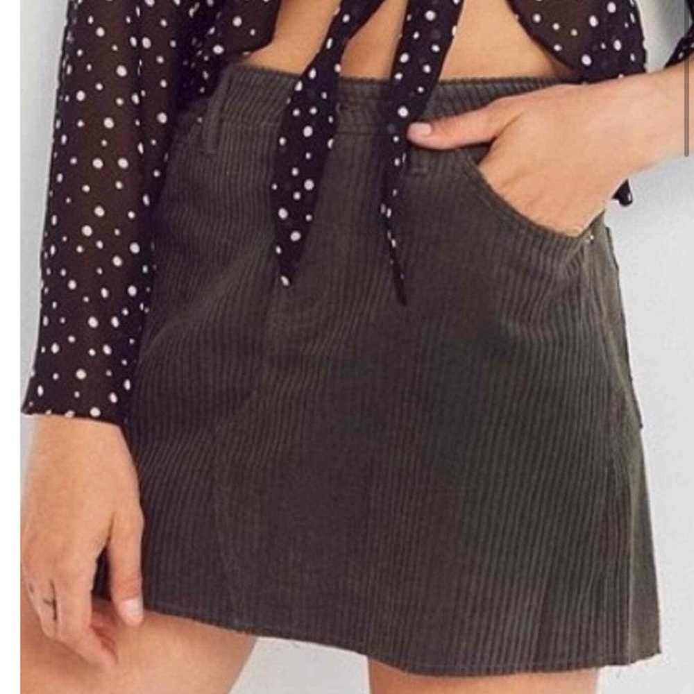 Urban Outfitters BDG Absolutely Essential Frayed Corduroy Mini Skirt Grey Small